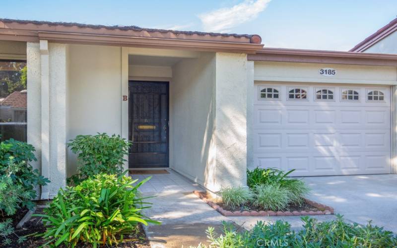 Close up exterior view of path to the front door.