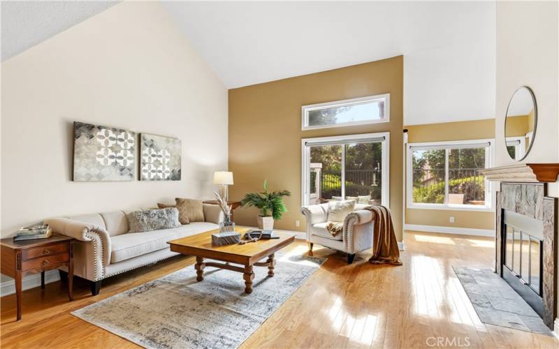 Lots of windows flood the living space with natural light.