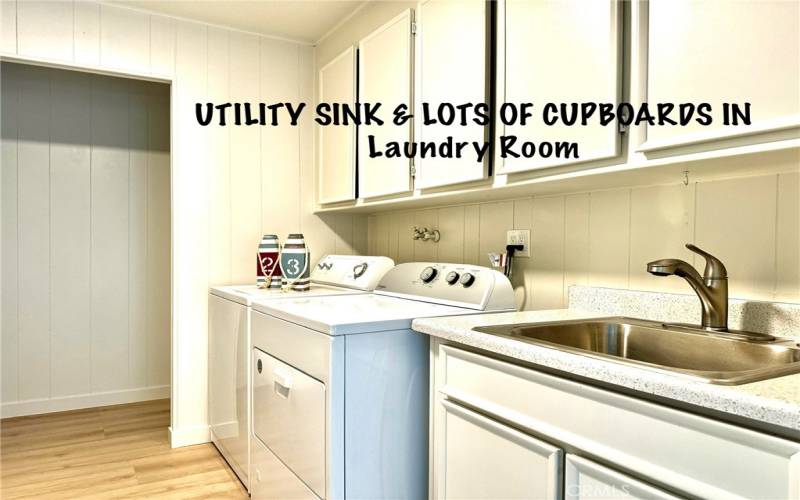 UTILITY SINK and LOTS OF CUPBOARDS.