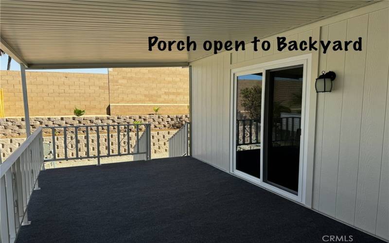 Porch OPENS TO BACKYARD.