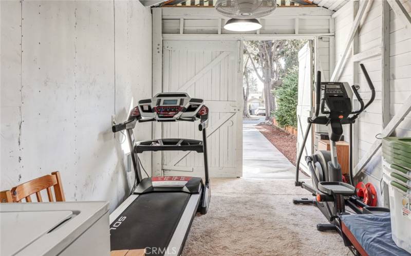 Garage used as home gym