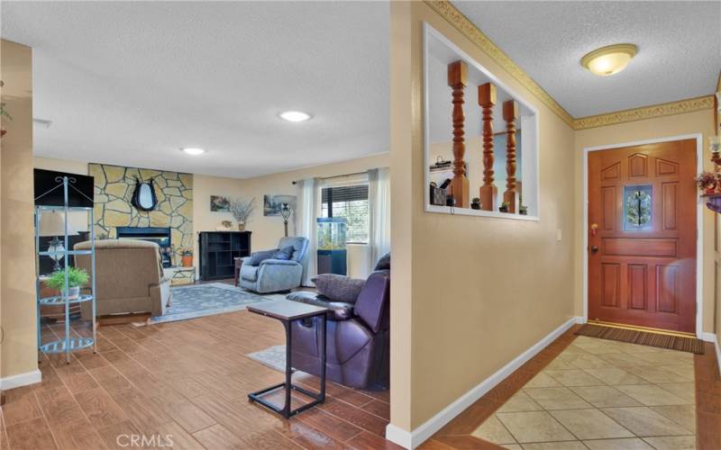 Front door entryway and Living room.