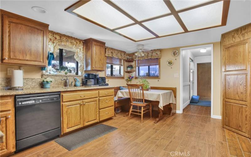 Tile flooring, kitchenette.