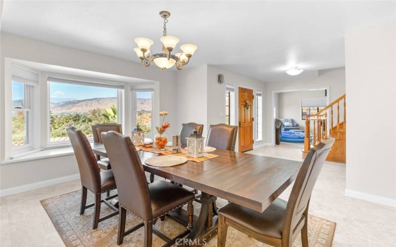 formal dining room with views