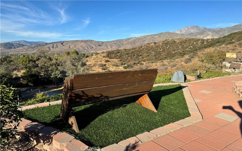 front yard bench with views