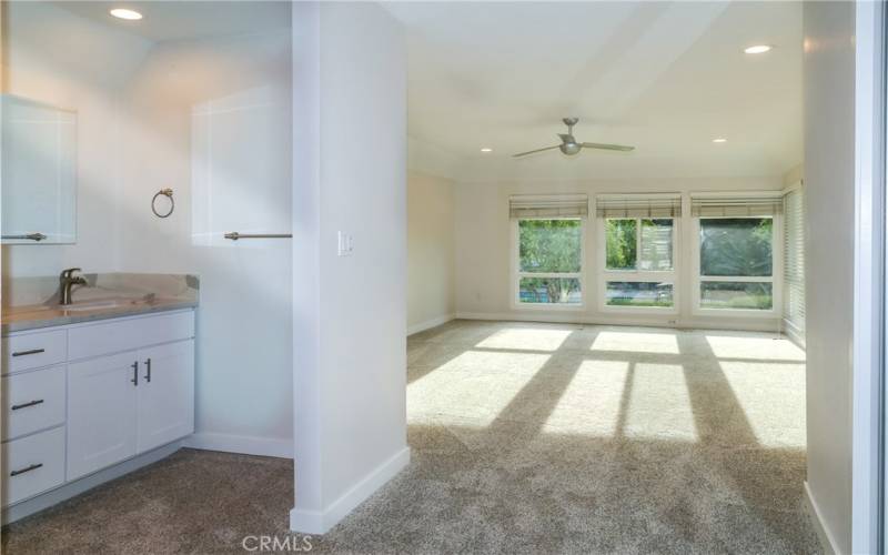 Light and bright master bedroom with bathroom.