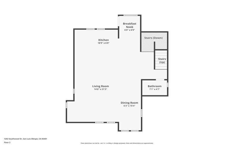 Second Floor includes front room, kitchen, dining area, powder room, breakfast nook, access to balcony.