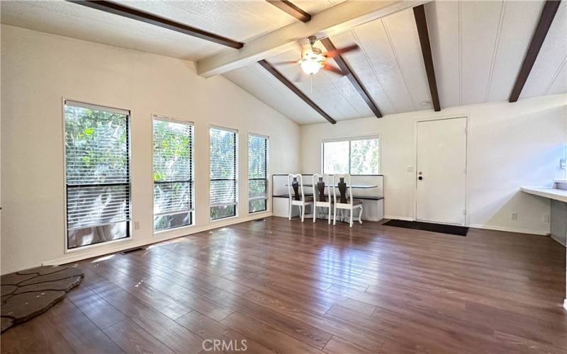 front entrance to living room and dining area