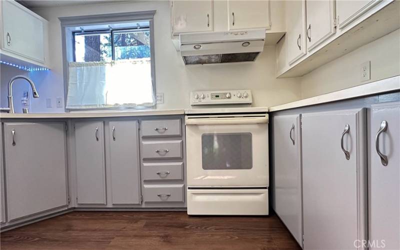 Freshly painted kitchen lots of storage