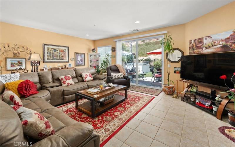 Sliding glass doors to patio area