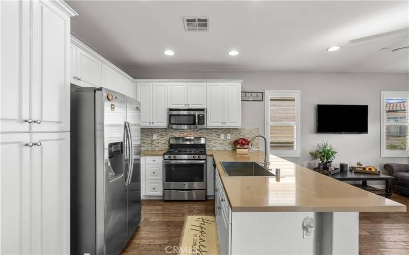 Kitchen with stainless steel appliances