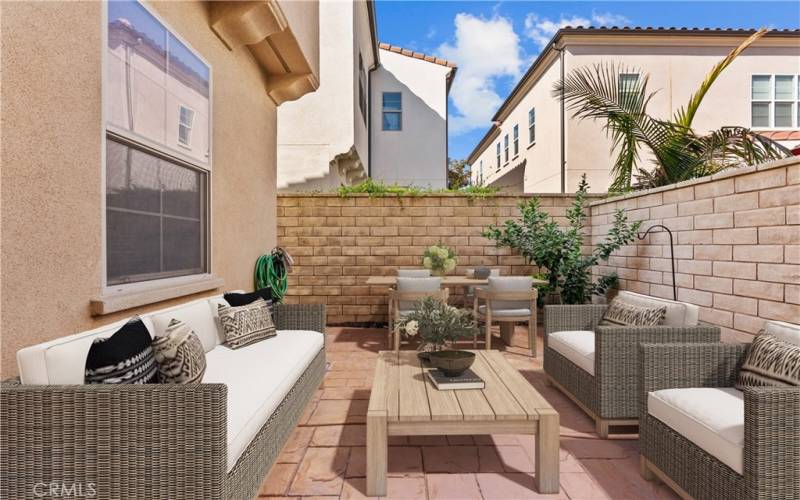 Patio area virtually staged to show its potential.