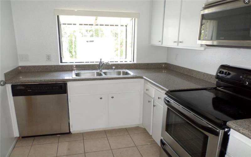 Great kitchen space with garden window