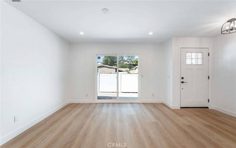 living room view from dining area