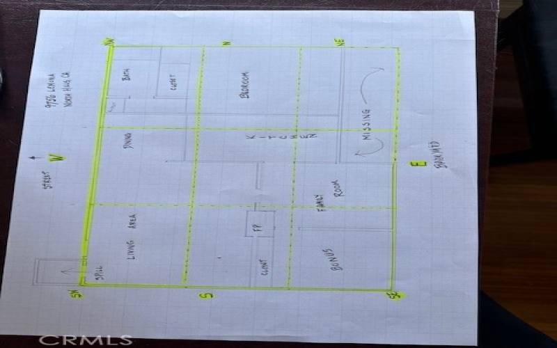 Floor plan - Front of house faces west