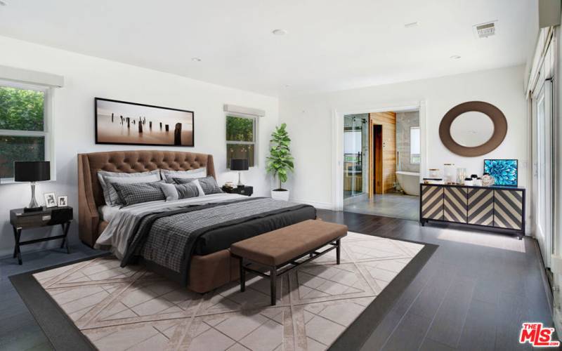 Staged master bedroom