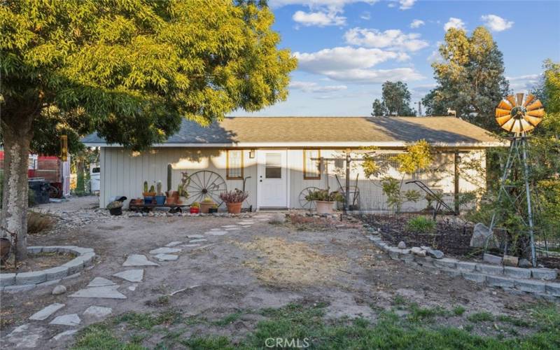 pathway from house to detached 3 car garage