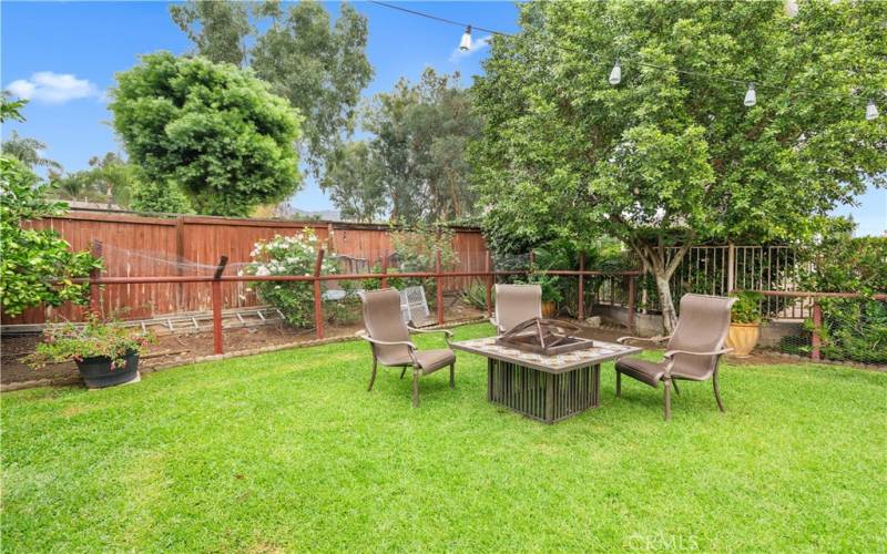 backyard facing running path and open space behind the home