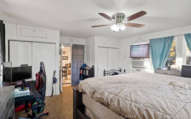 Double walk-in closets in downstairs bedroom