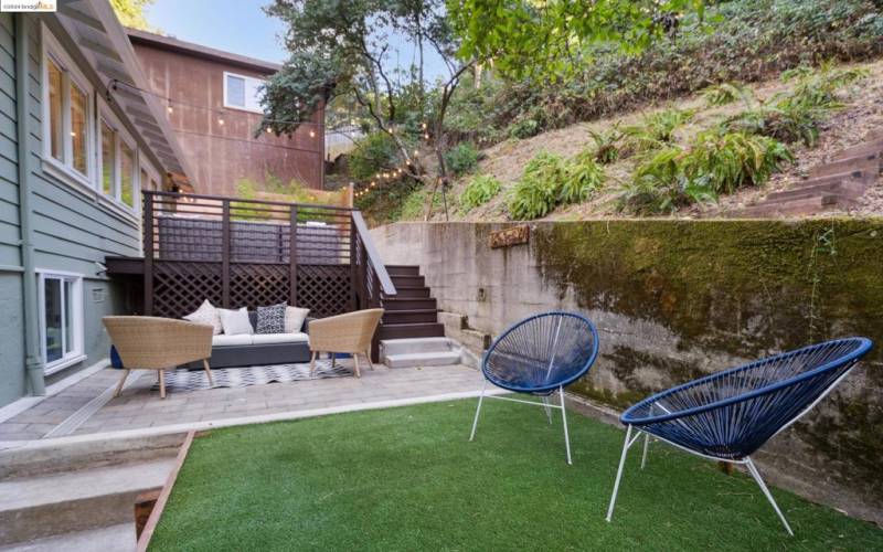 Lower level patio and turf.