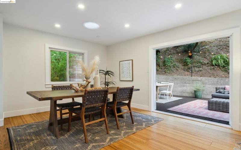 Dining area seamlessly flows out to the large deck.