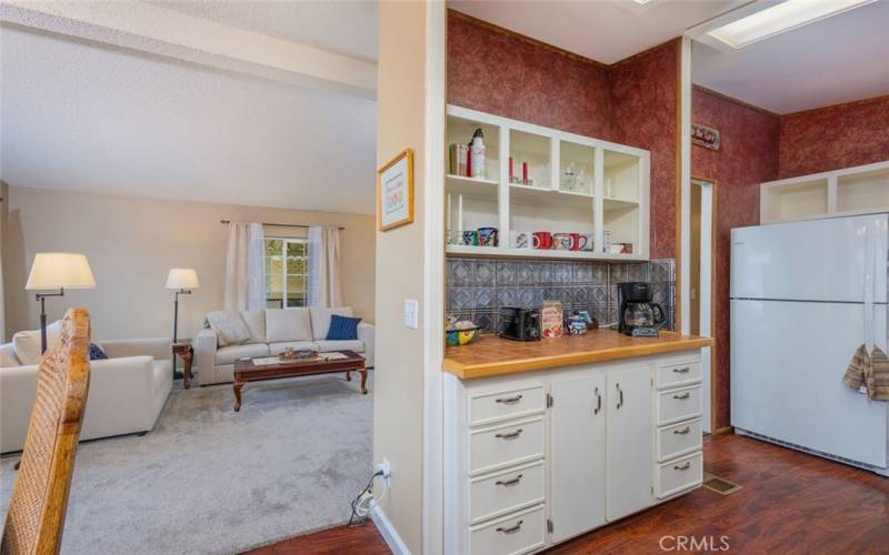 Kitchen showing Living Room