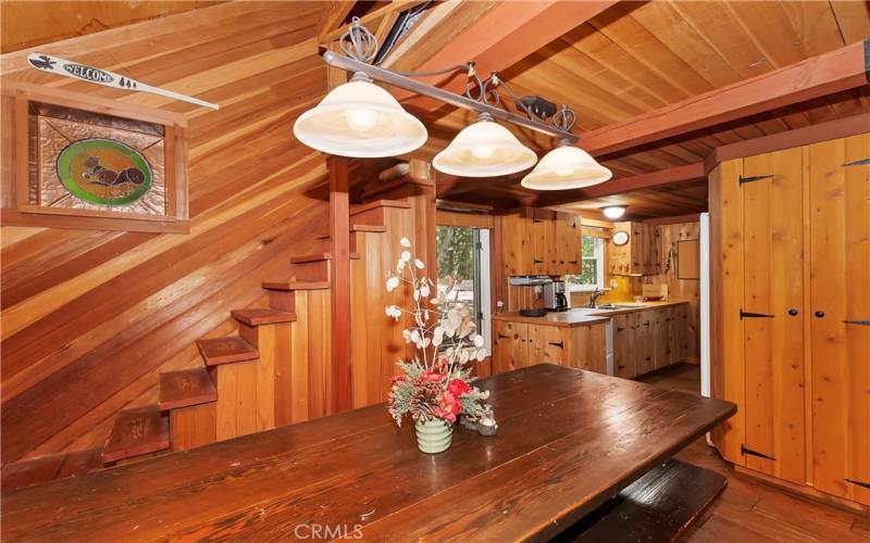 Dining area and kitchen;stairs to 2nd loft