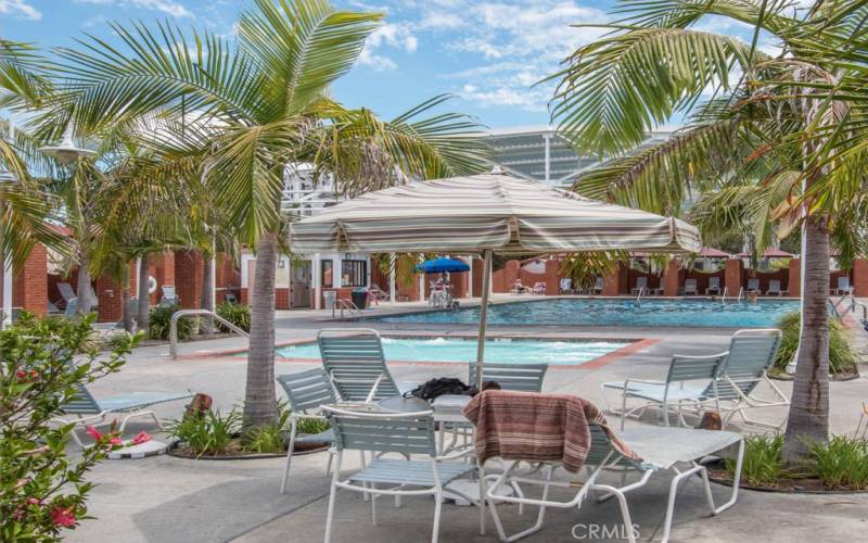 The pool and spa at Clubhouse One.