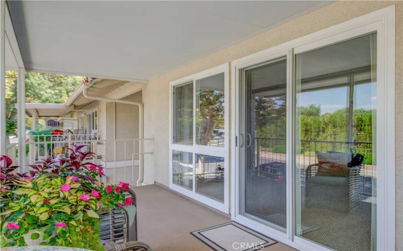 Balcony, notice the dual pane window & slider.