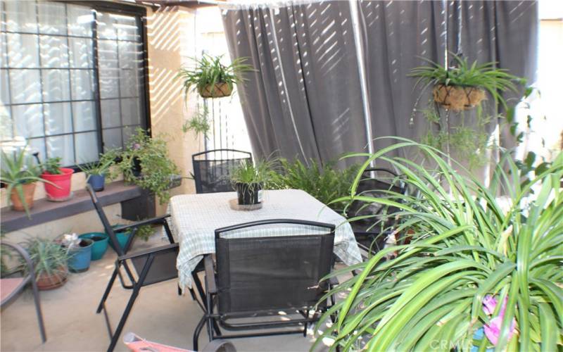 Lattice sitting area off of the front porch.