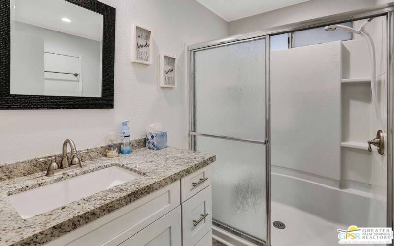 guest bathroom vanity.shower