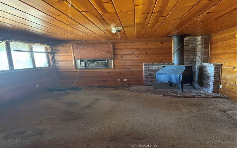 Living room with wood stove