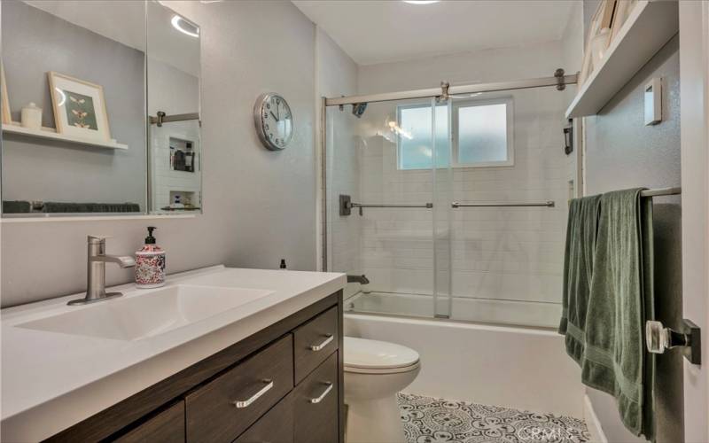 Upper Level shower over tub remodeled bathroom