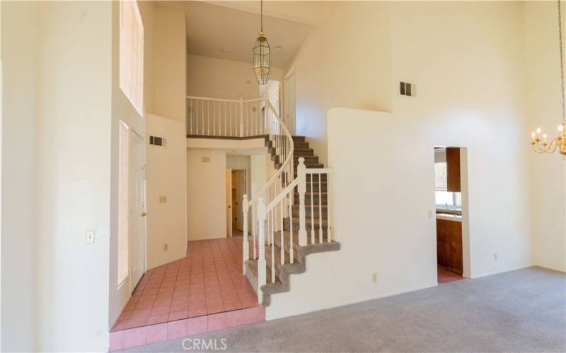 Vaulted ceiling Living room and Dining room