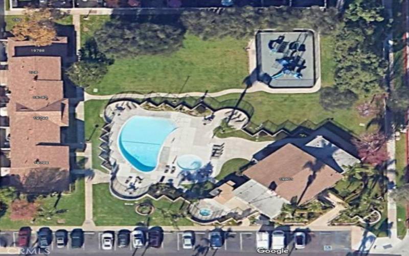 Overhead Shot of Pool and Playground