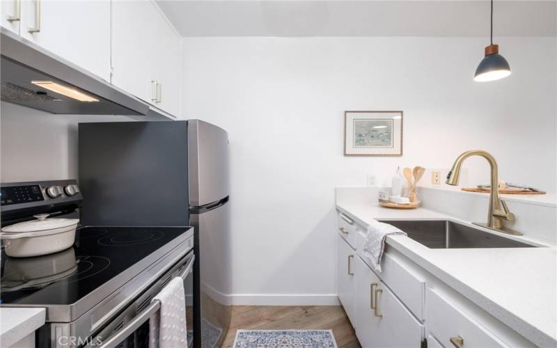 Stainless steel appliances in the kitchen