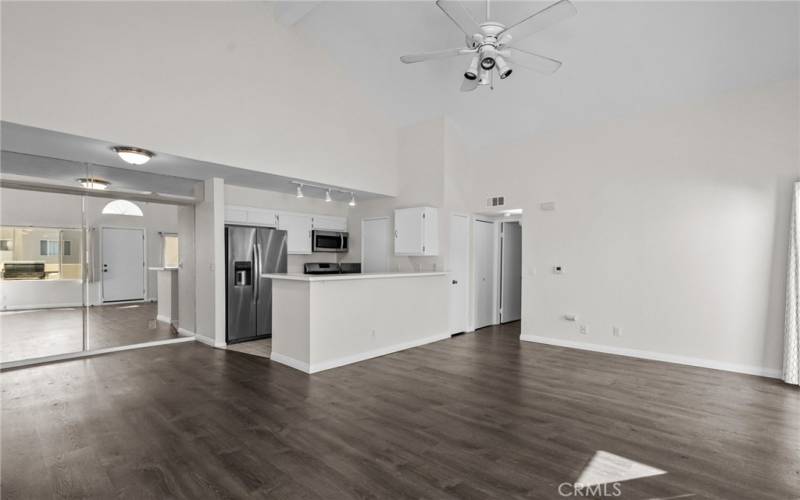 overall shot of dining  kitchen/living room