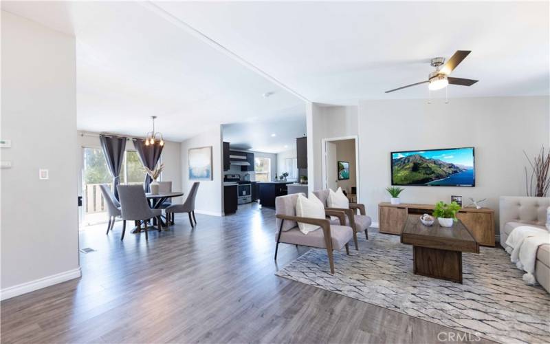 Living room, dinning area and kitchen