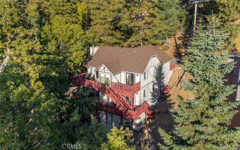 Aerial view of rear of the home