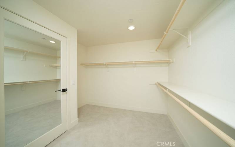 Walk-in closet in the master bedroom