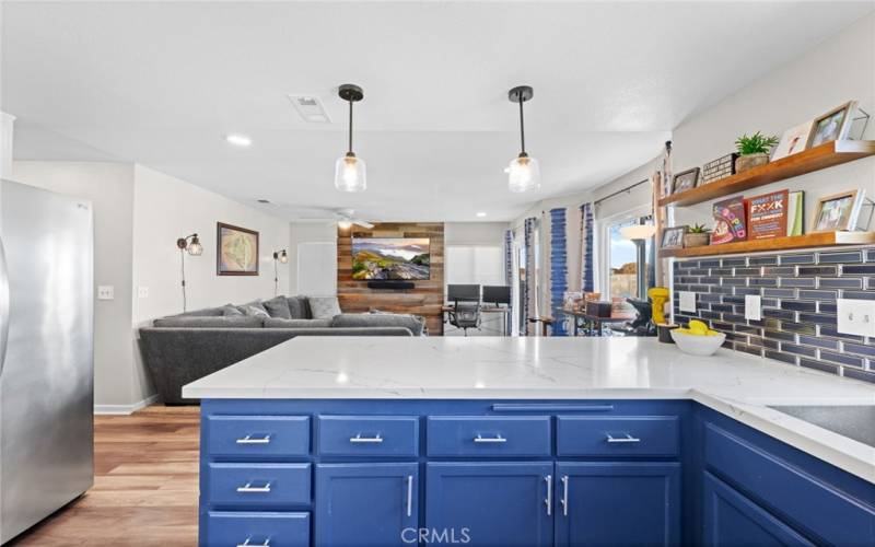 Kitchen open to Family room