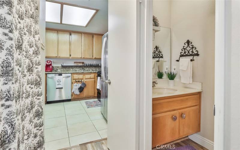 Powder room off of hallway