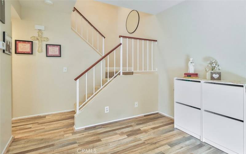 Bonus area and stairs leading up to bedrooms