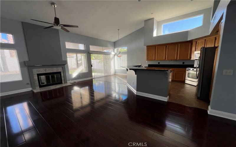 Family Kitchen Area with Fireplace