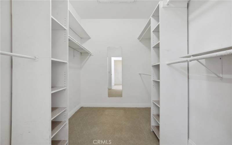 Spacious walk in master closet