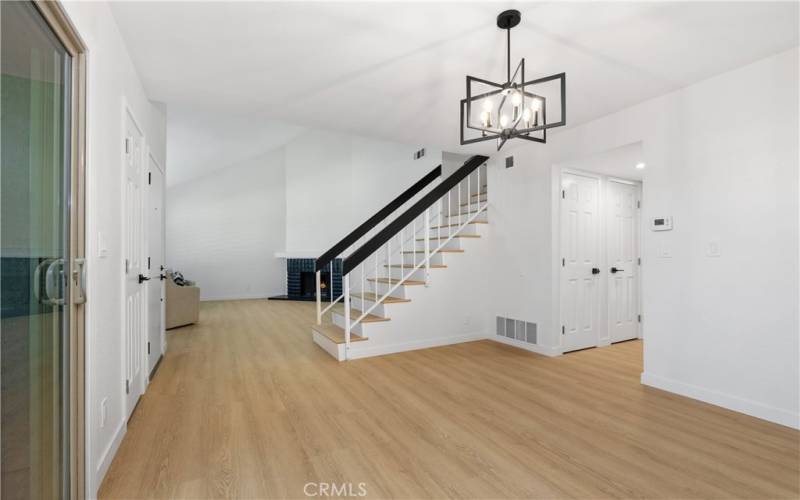 View from dining area, looking into the living room area