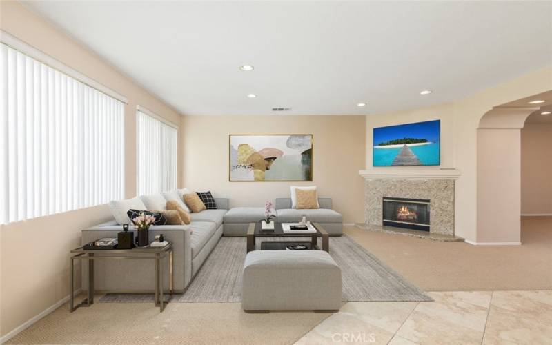 Family room virtually staged.