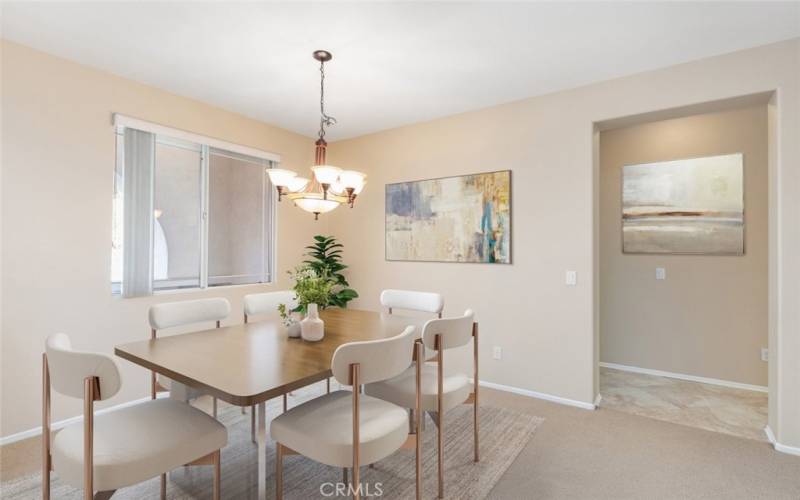 Dining room virtually staged.