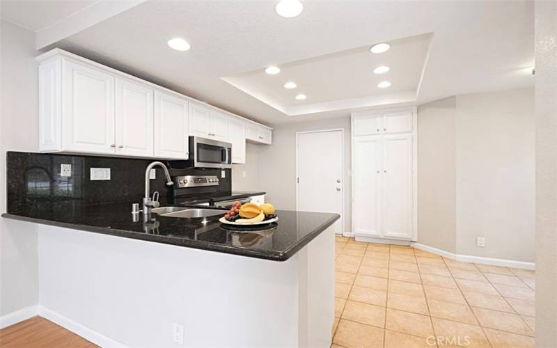 Spacious kitchen with granite counters