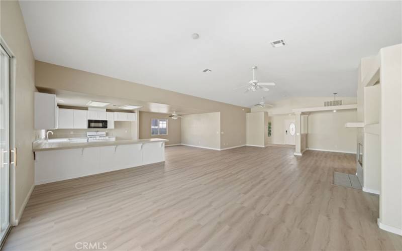 Massive great room with new laminate floors